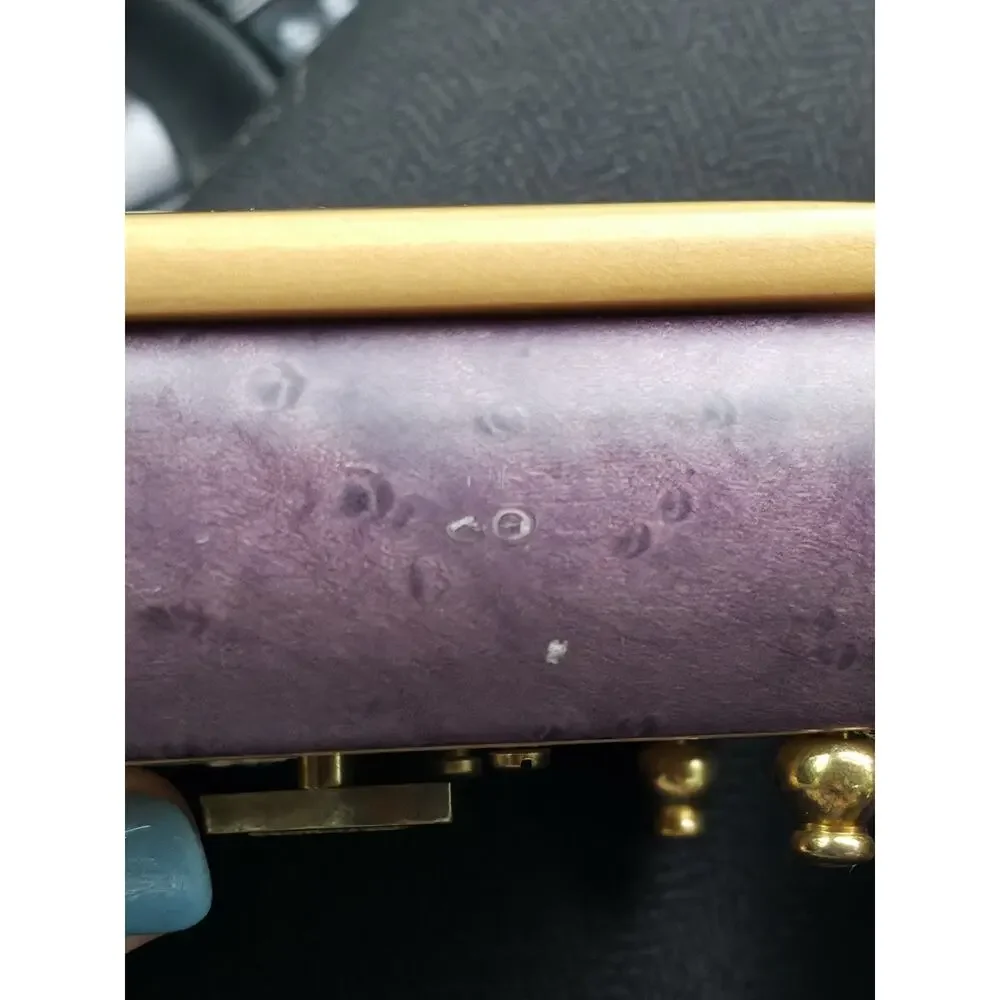 Vintage Italian Sorrento Lavender Wood Inlay Ring Music Box Reuge Romance PLAYS